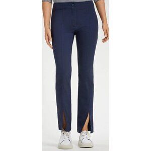 Anatomie Dominica Navy Slit Ankle Pant Large High Rise Stretch NEW $348